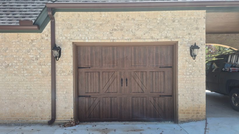 Wood-look garage doors installed in DFW